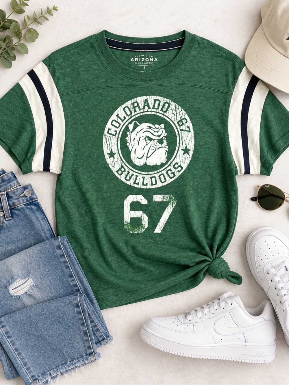Arizona Jean Company Green Bulldogs Graphic Dog Tee with White Accents